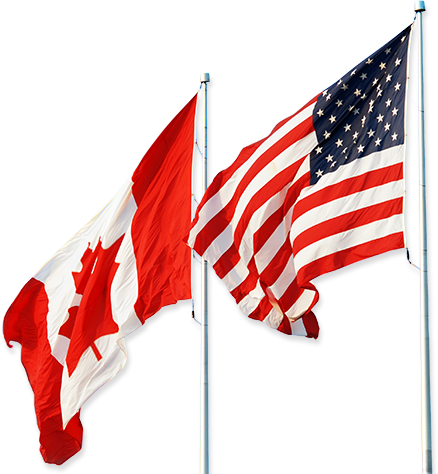 US and Canada flags